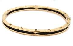 18kt Yellow gold B-Zero 1 style black ceramic bangle bracelet
