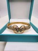 Handcrafted 18kt Gold Bangle with 8ctw of Pave & Baguette Diamonds – 37.7g of Solid Gold, 2.5” Diame