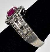 Ruby and CZ Gemstone Ring in Sterling Silver