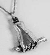 Vintage Heavy Sterling Silver Hand Pendant & chain.
