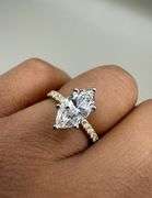 14K Two-Tone Gold Marquise Lab Diamond Ring of 1.86ct