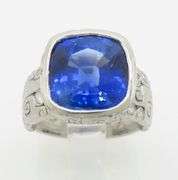 Platinum GIA Certified Blue Sapphire & Diamond Ring