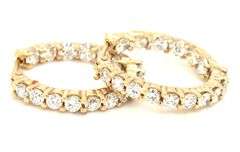 14kt Yellow gold 2.40ctw diamond in out hoop earrings