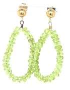 14kt Yellow gold Peridot beads hoop earrings