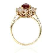 18K(750) Yellow Gold Natural Diamond Ballerina Ruby Ring
