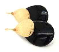 Stylish 14K YG and Black Onyx Dangle Earrings