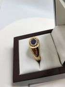 Gents 14KT Gold Sapphire and Diamond Ring