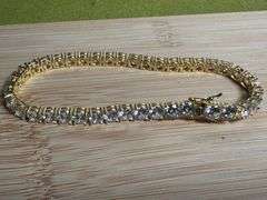 Gold Plated 925 Sterling Silver Round Clear CZ Link Chain Bracelet 5mm New 8"