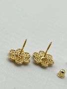14KT Yellow Gold Flower Cluster Cubic Zirconia Stud Earrings