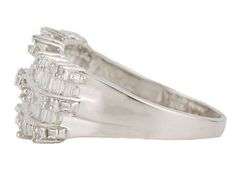 1.50ctw Baguette and Round Diamond Multi Row Wave Ring in 14K