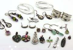 Group lot of Vintage 925 sterling silver earrings and charms