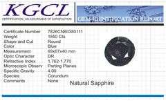 Huge Museum Size Certified 1850 Ct Museum Size Blue Sapphire