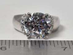 Large CZ Gemstone Ring in Sterling Silver