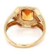 18kt Yellow gold emerald and princess cut citrine bezel set and diamond accent ring
