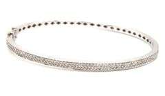 14kt White gold 1.50ctw single cut double row diamond bangle