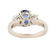 1.85ct Oval Sapphire and 0.60ctw Oval Diamond Three Stone Ring in 18K and Platinum