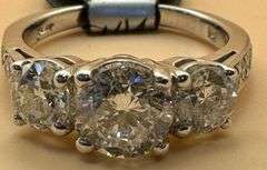 Timeless Platinum Three Stone Engagement Ring of 2.18 Ct