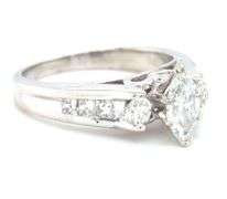 18kt White gold 0.50ct marquise and 0.45ctw round brilliant cut and princess cut engagement ring