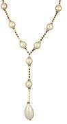 Vintage Chanel Faux Pearl and Crystal Lariat Necklace