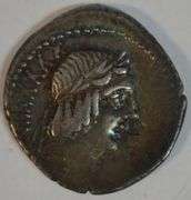 High grade L Calpurnius Piso Frugi Roman Republic Denarius, 90BC