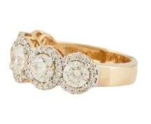 New 2.71ctw Round Diamond Five Stone Halo Band Ring in 14K