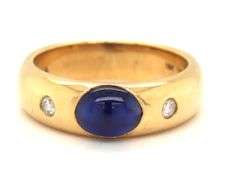 Tasteful 18K YG Cabochon Sapphire Ring