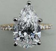 14K Two-Tone Gold Pear Lab Diamond Ring of 2.95ct
