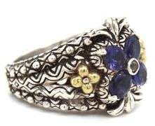 Barbara Bixby gold and sterling silver white topaz and lolite flower ring