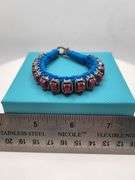 New! +10 ctw all natural rubys and diamond weaved on fabric bracelet