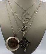 Vintage 925 sterling silver group lot of 4 necklaces
