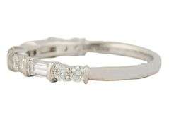 0.50ctw Baguette and Round Diamond Wedding Band Ring in 14K