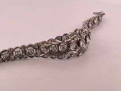 CERTIFIED WHITE GOLD DIAMOND VITAGE / ANTIQUE DIAMOND BRACELET