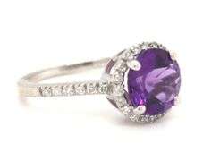 14kt White gold 1.35ctw amethyst and diamond halo ring