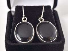Black Onyx Dangle Earrings in Sterling Silver