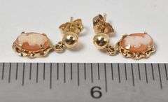Vintage 14K Yellow Gold Cameo Dangle Earrings