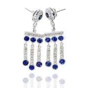 14K(585) Vintage White Gold Natural Diamond and Sapphire Earrings