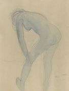 Exclusive Auguste Rodin Lithograph of Watercolor Signed in the Plate, 1949