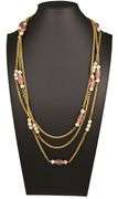 Chanel Pink Stone and Faux Pearl Station Necklace
