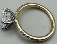 14K Two-Tone Gold Pear Lab Diamond Ring of 2.95ct