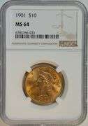 Nearly Gem BU 1901 $10 Liberty Gold Piece. NGC MS64
