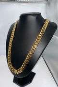 Huge 208.3 Grams 14 Kt Gold Plated Curb Chain Link Necklace