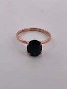 CERTIFIED  14K ROSE GOLD RING WITH A DARK BLUE SAPPHIRE