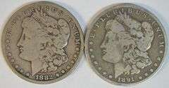 Scarce 1882-CC & 1891-CC Morgan Silver Dollars