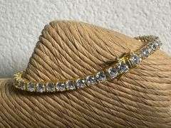 Gold Plated 925 Sterling Silver Tennis Clear CZ Necklace Bracelet 4mm New 8"