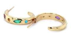 14kt Yellow gold multi gemstone hoop earrings