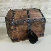 Solid Wood Pirate Treasure Chest with Iron Lock & Skeleton Keys