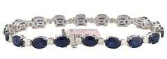 New 16.52ctw Oval Sapphire and 1.55ctw Diamond Tennis Bracelet in 14K