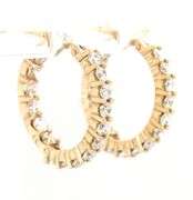 14kt Yellow gold 2.40ctw diamond in out hoop earrings