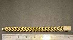 Sparkling 14 Kt Gold Plate 74.6 Grams Monogramed Initial "J" Curb Link Bracelet