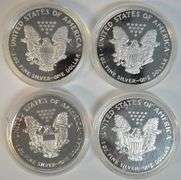 4 Gem Cameo Proof $1 Silver Eagles in original capsules